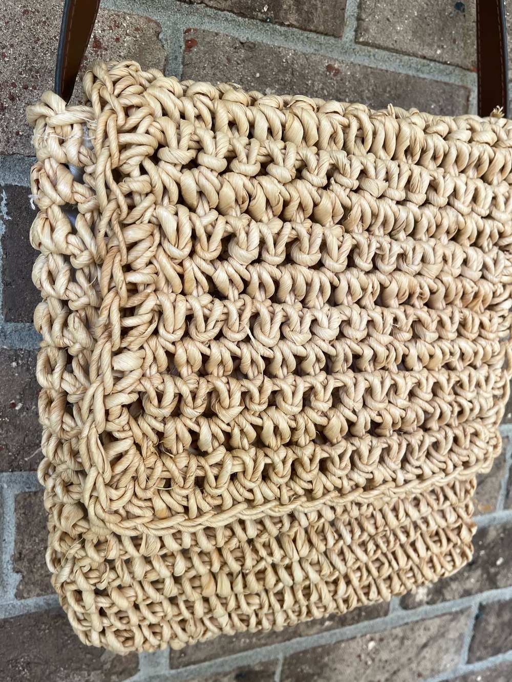 Woven Straw Raffia Shoulder Bag Natural Tan Brown Strap - Picture 3 of 16